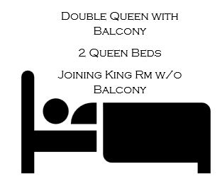 Double Queen with Balcony Joining King Room